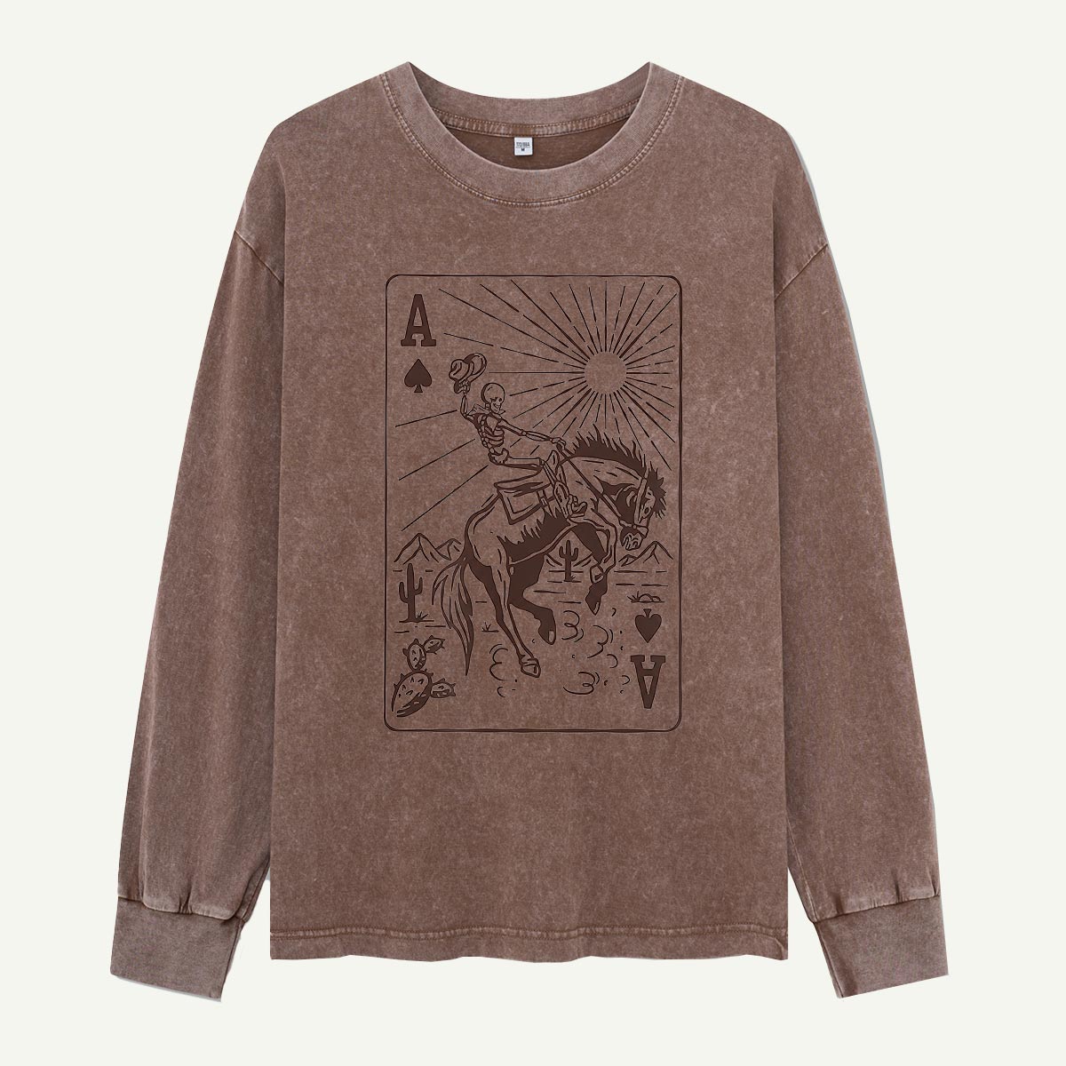 Ace of Spades Skeleton Cowboy Washed Long Sleeves