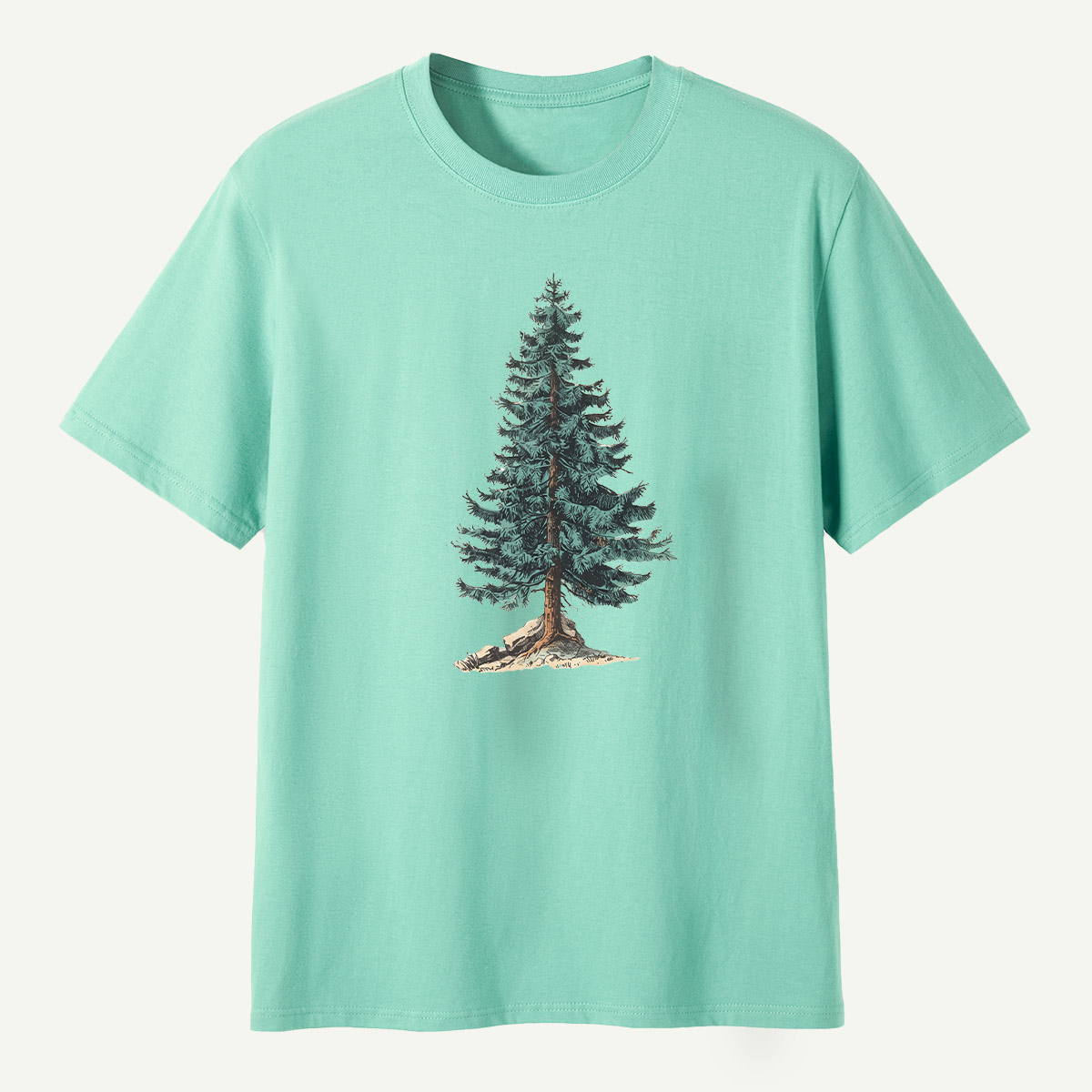Lone Evergreen Tree Botanical Sketch T-Shirt
