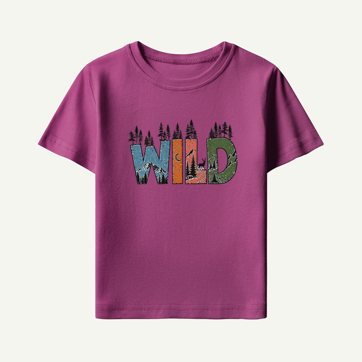 Wild Forest Landscape Lettering Kids T-Shirt