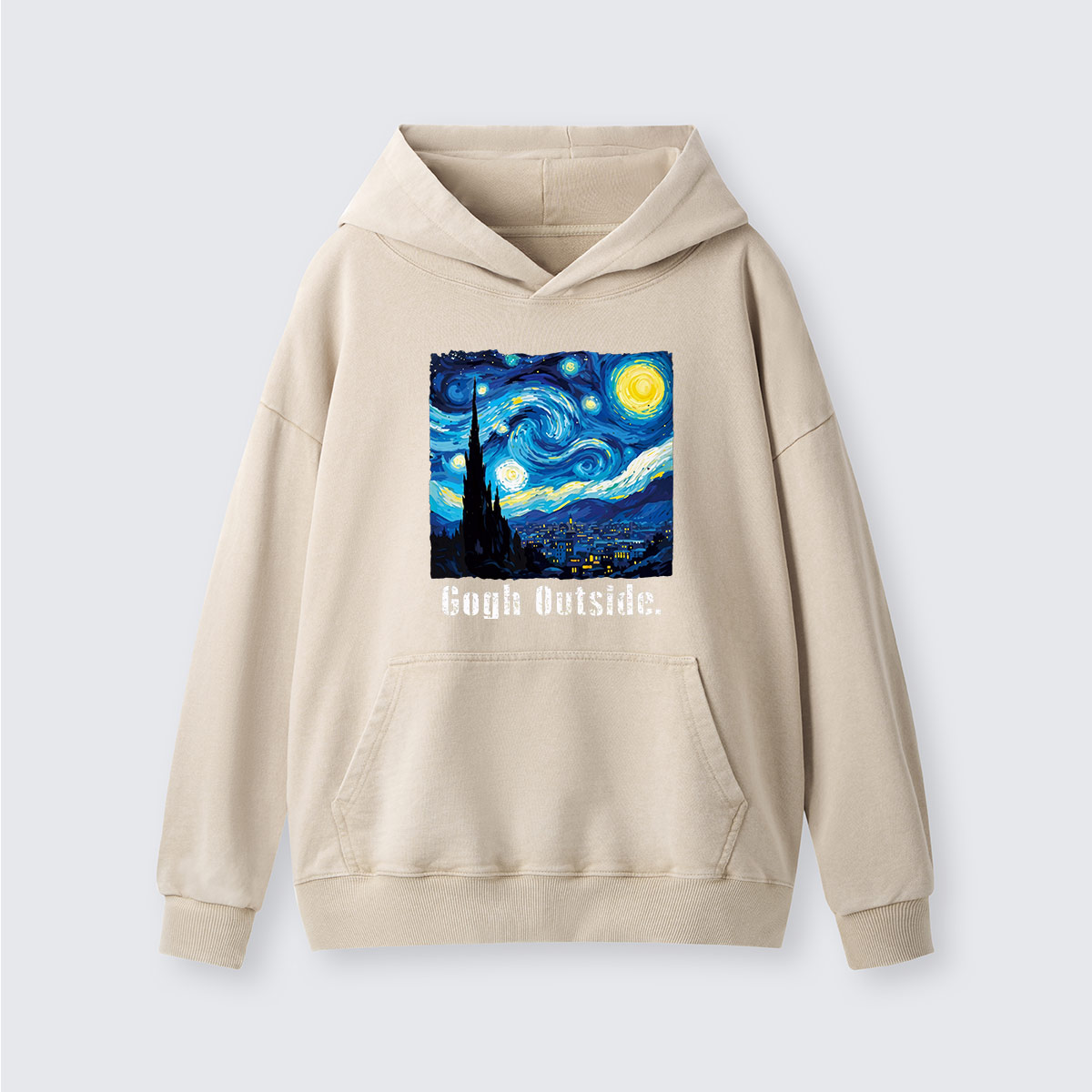 Swirl Night Sky Gogh Outside Washed Hoodie