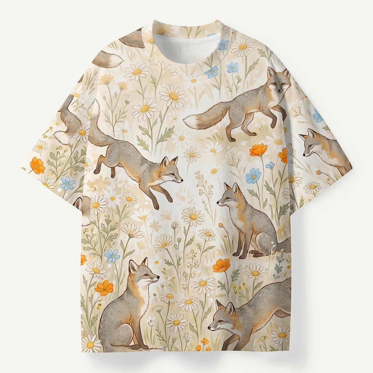 Fox and Wild Daisy Eco All-Over Print T-Shirt