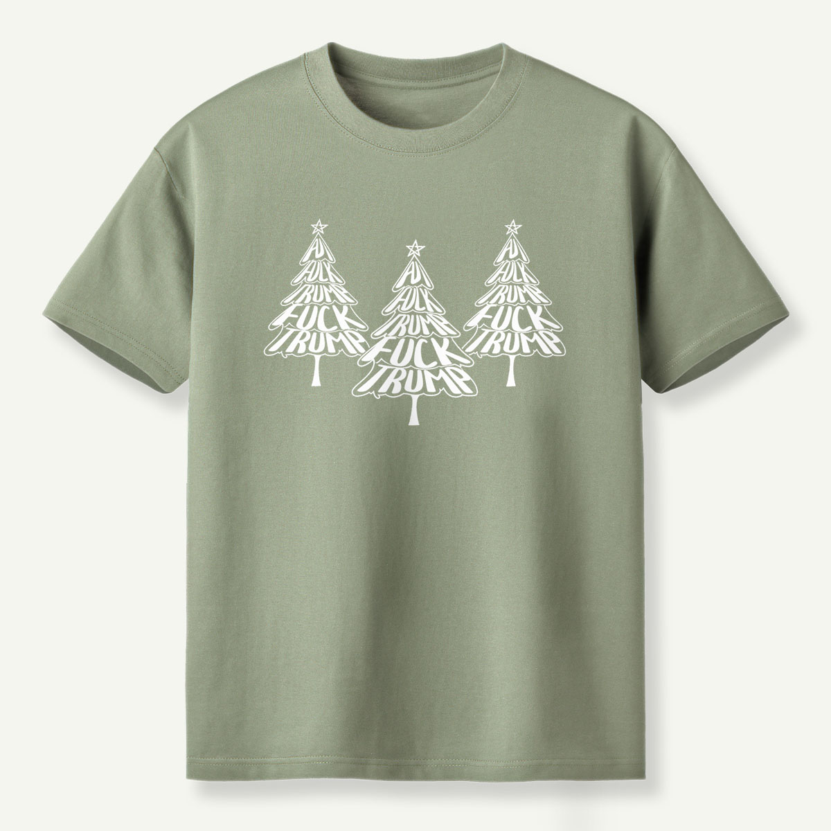 Fuck Trump Christmas Tree Typography T-Shirt