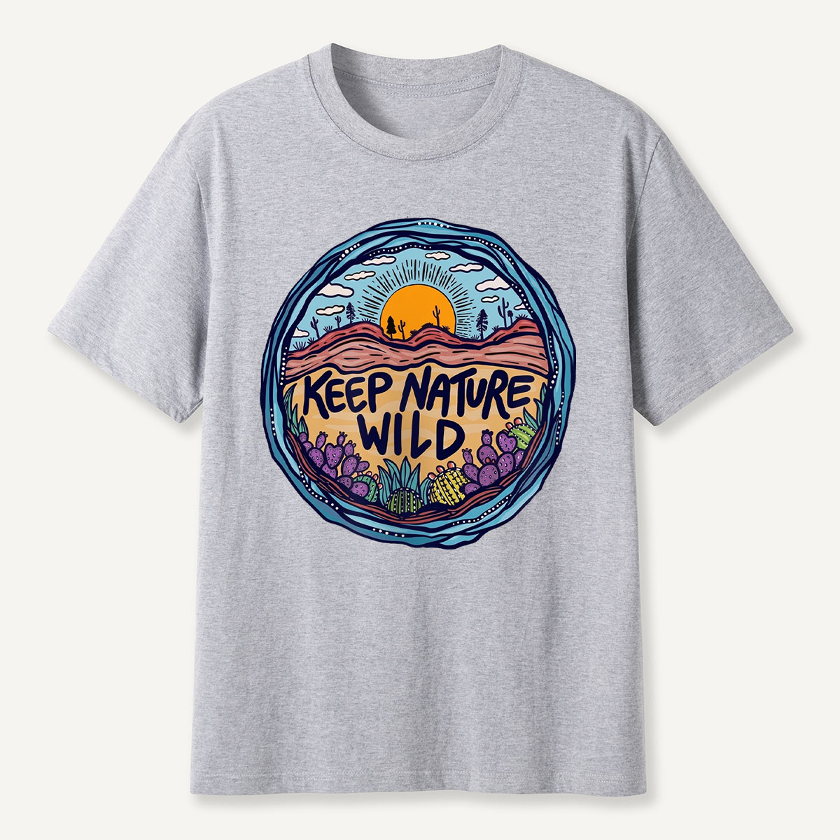 Desert Sunset Nature Badge Keep Nature T-Shirt