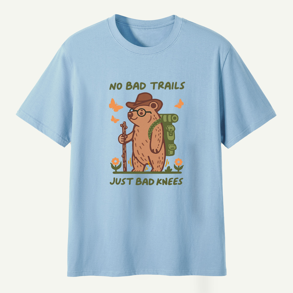 No Bad Trails Just Bad Knees Hiking Bear T-Shirt