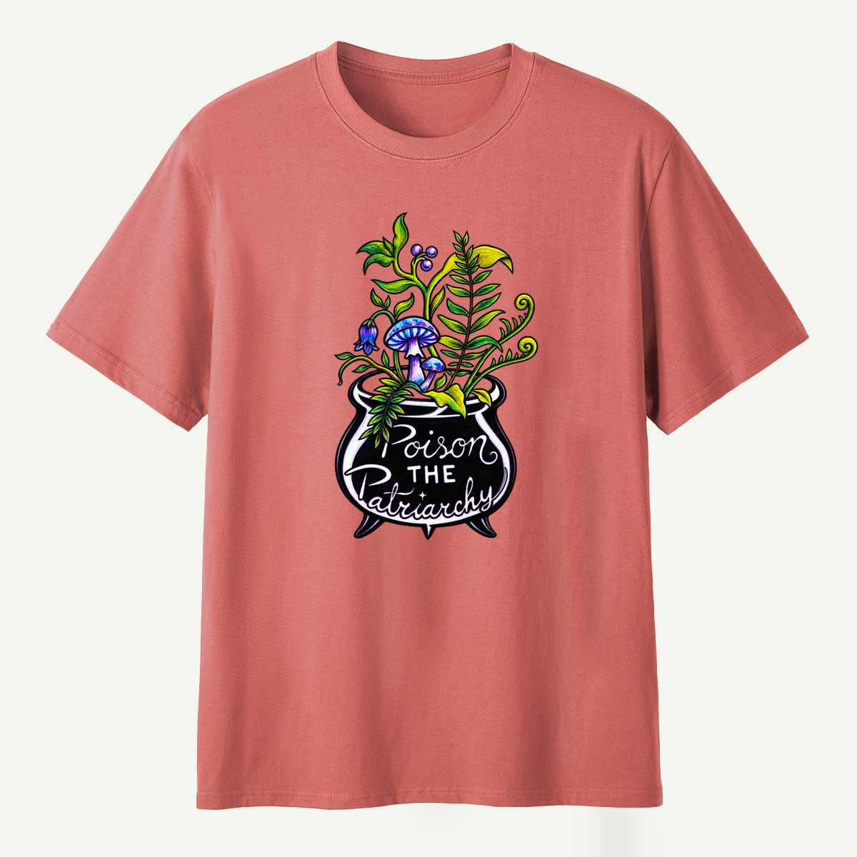 Poison The Patriarchy Mushroom Cauldron Botanical Potion T-Shirt