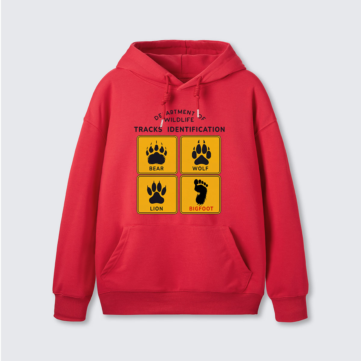 Department of Wildlife Tracks Identification Bear Wolf Lion Cryptids Hoodie