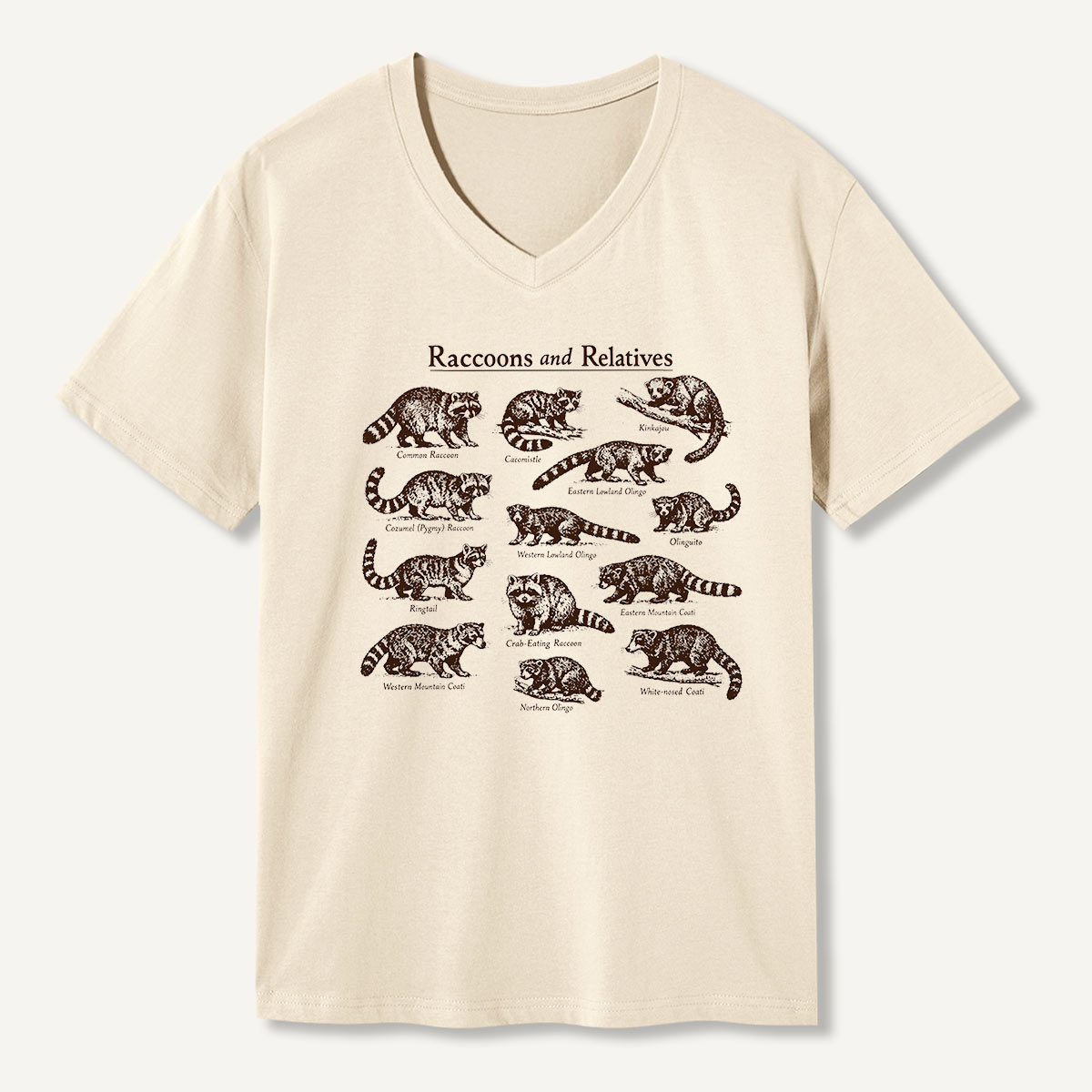 Raccoons And Relatives Vintage Field Guide V-neck T-Shirt