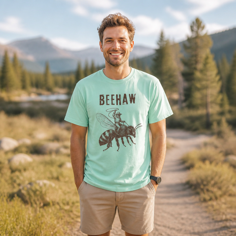 Beehaw Cowboy Riding Bee T-Shirt
