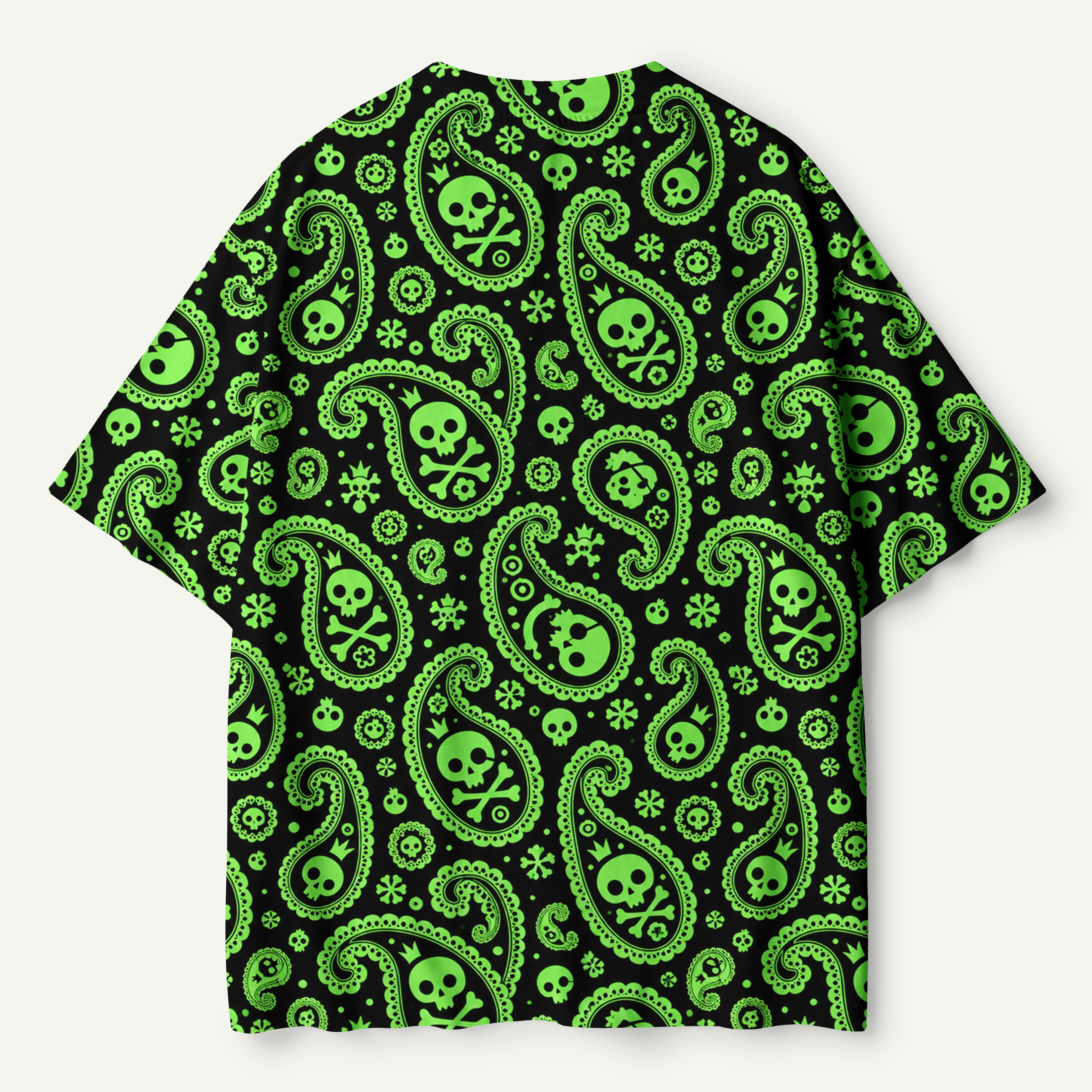 Toxic Green Skull Paisley Premium Pure Cotton Tee