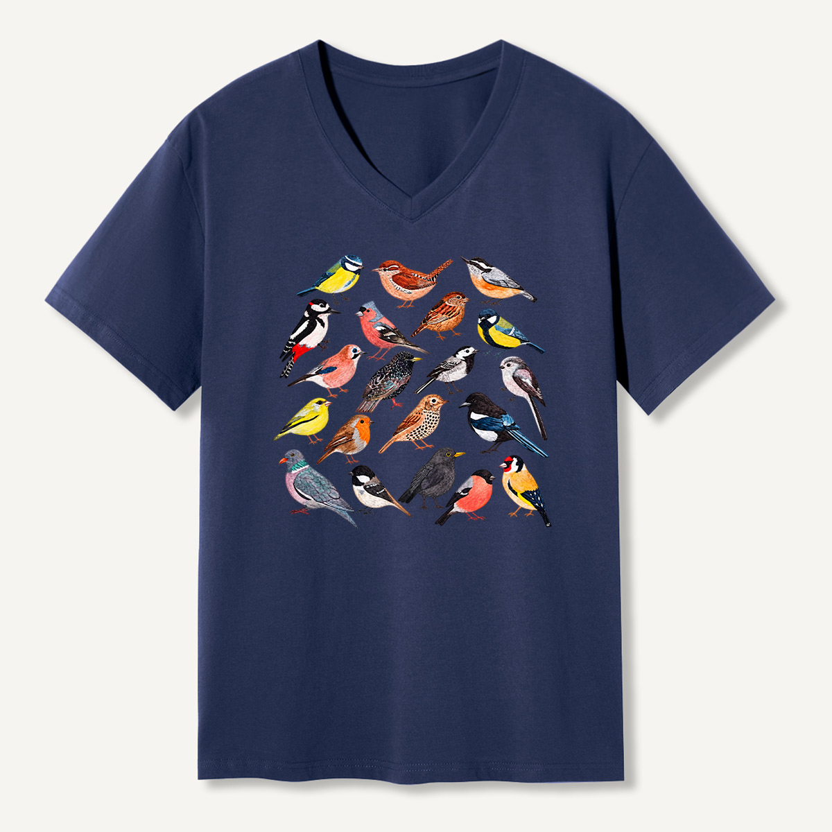 Colorful Garden Bird Watercolor Collection V-neck T-Shirt