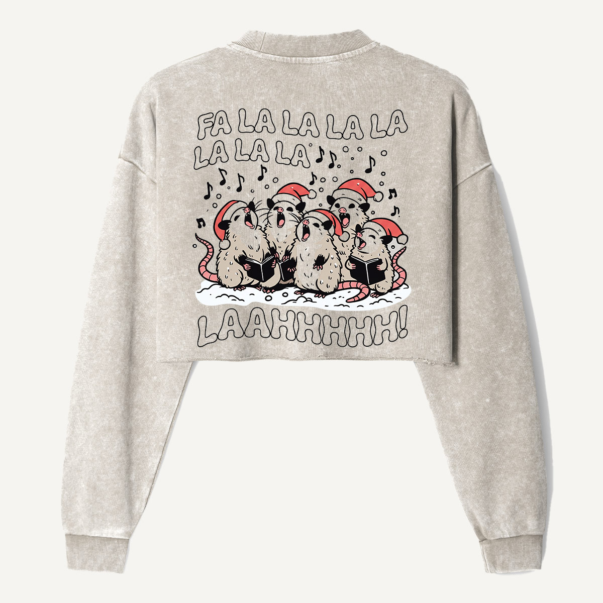 Fa La La La La Laah Christmas Animals Women's Washed Cropped Sweatshirt