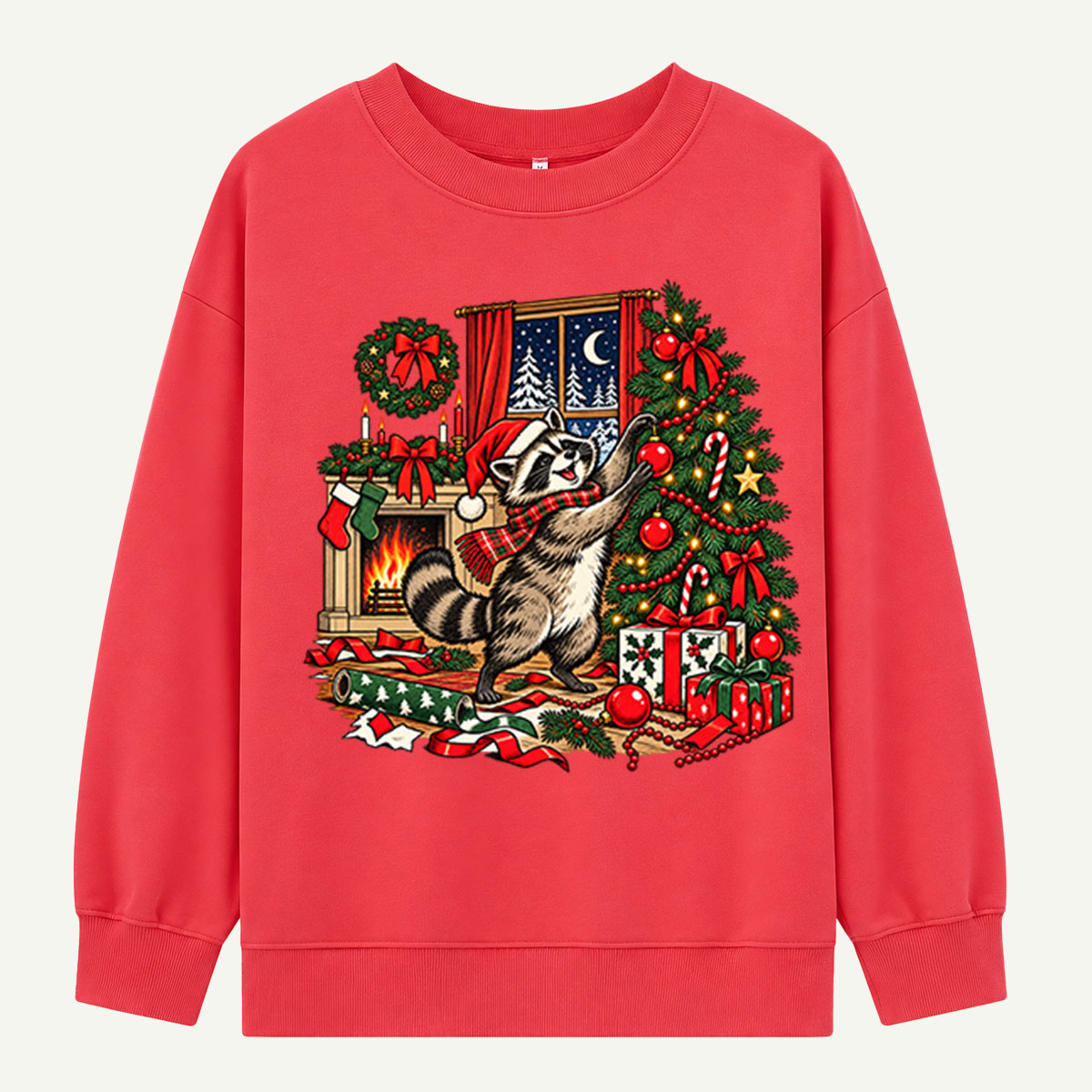 Playful Christmas Raccoon Decorating A Festive Tree Sweatshirts
