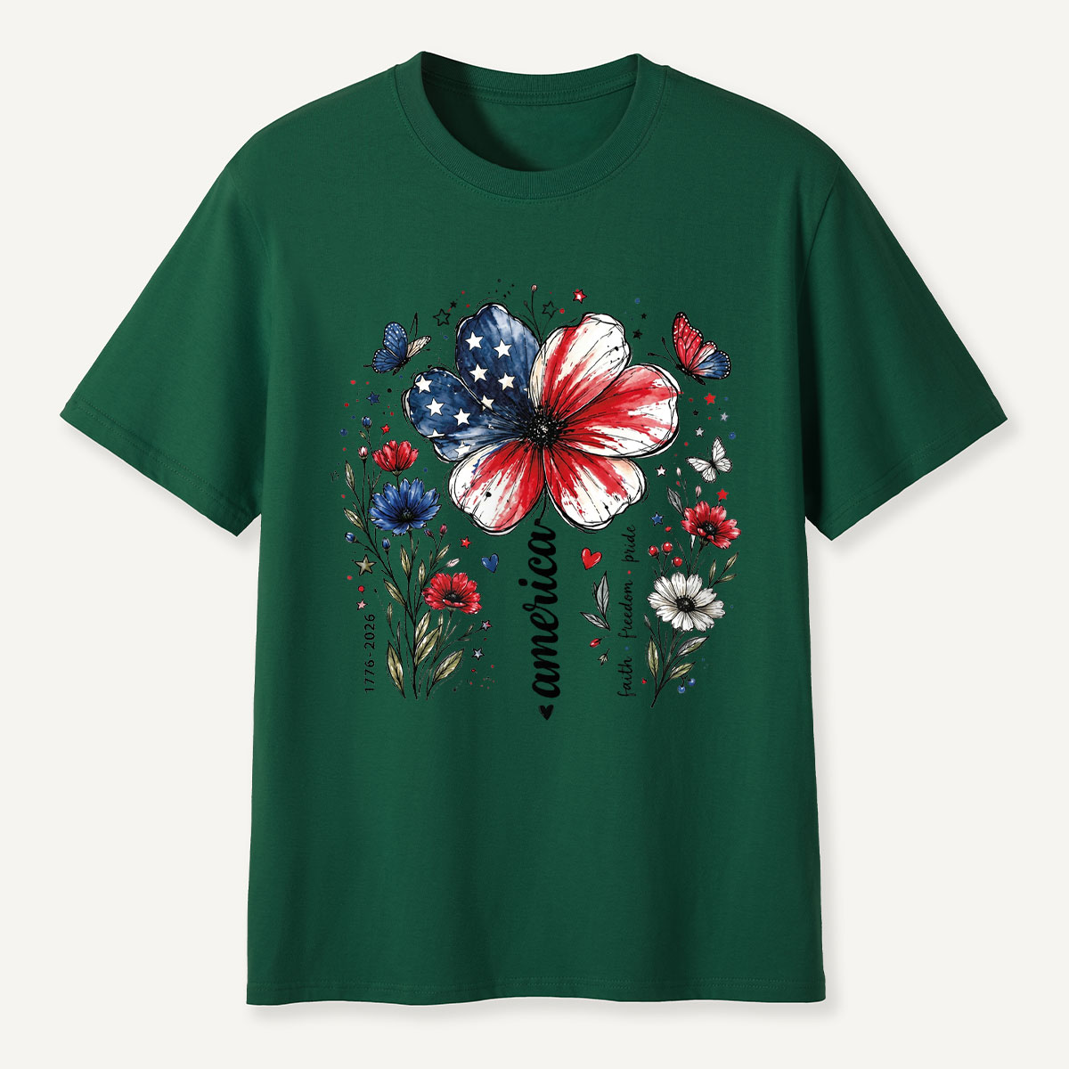 USA 250th Anniversary Floral T-Shirt