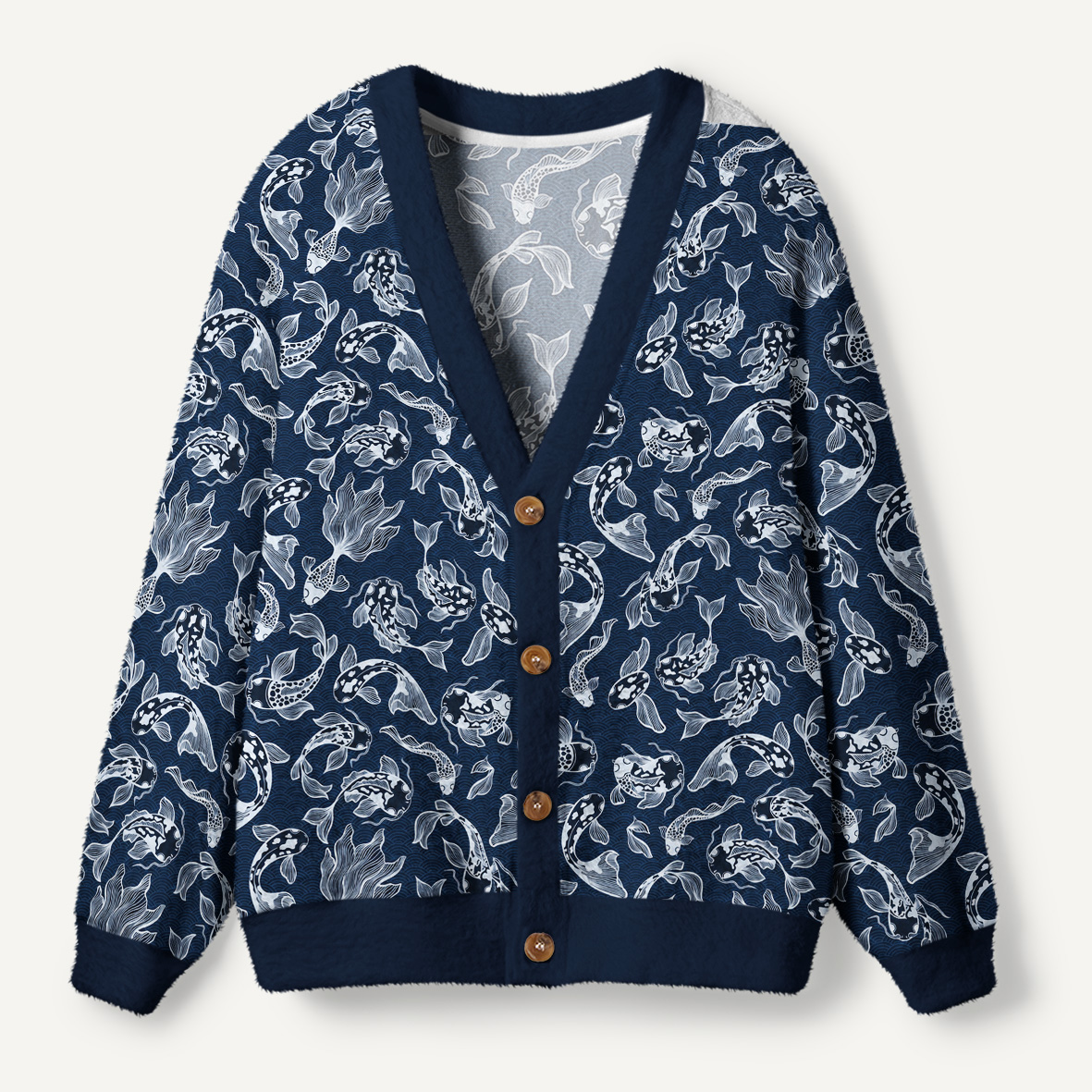 Midnight Koi Fish With Flowing Fins Ugly Cardigan Sweaters