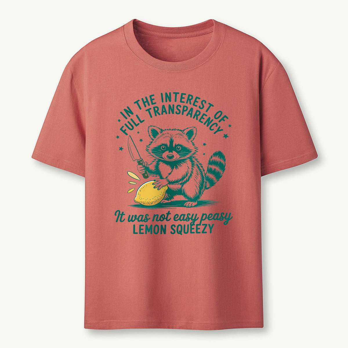 Transparency Raccoon Lemon Squeezy Humor T‑Shirt