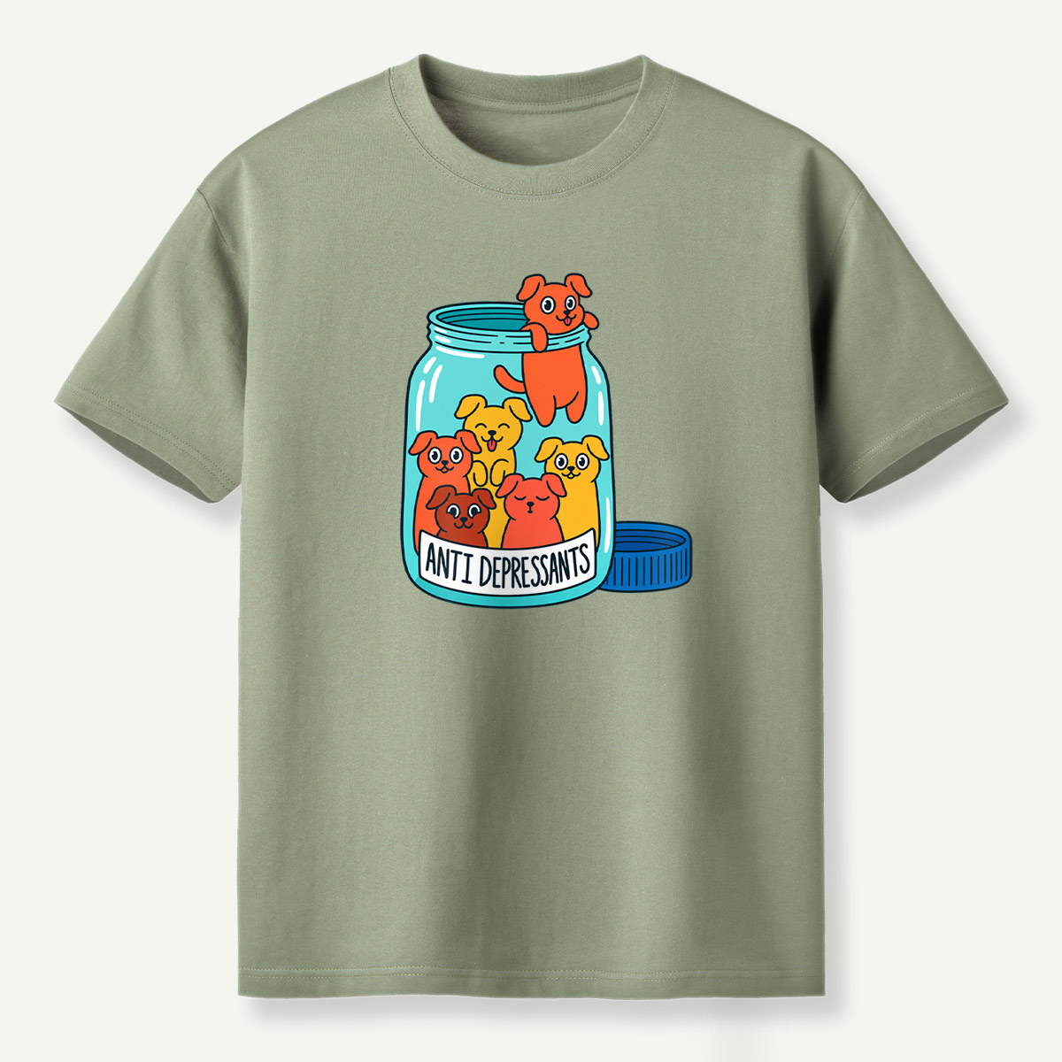 Anti Depressants Puppy Jar Funny Illustration T-Shirt