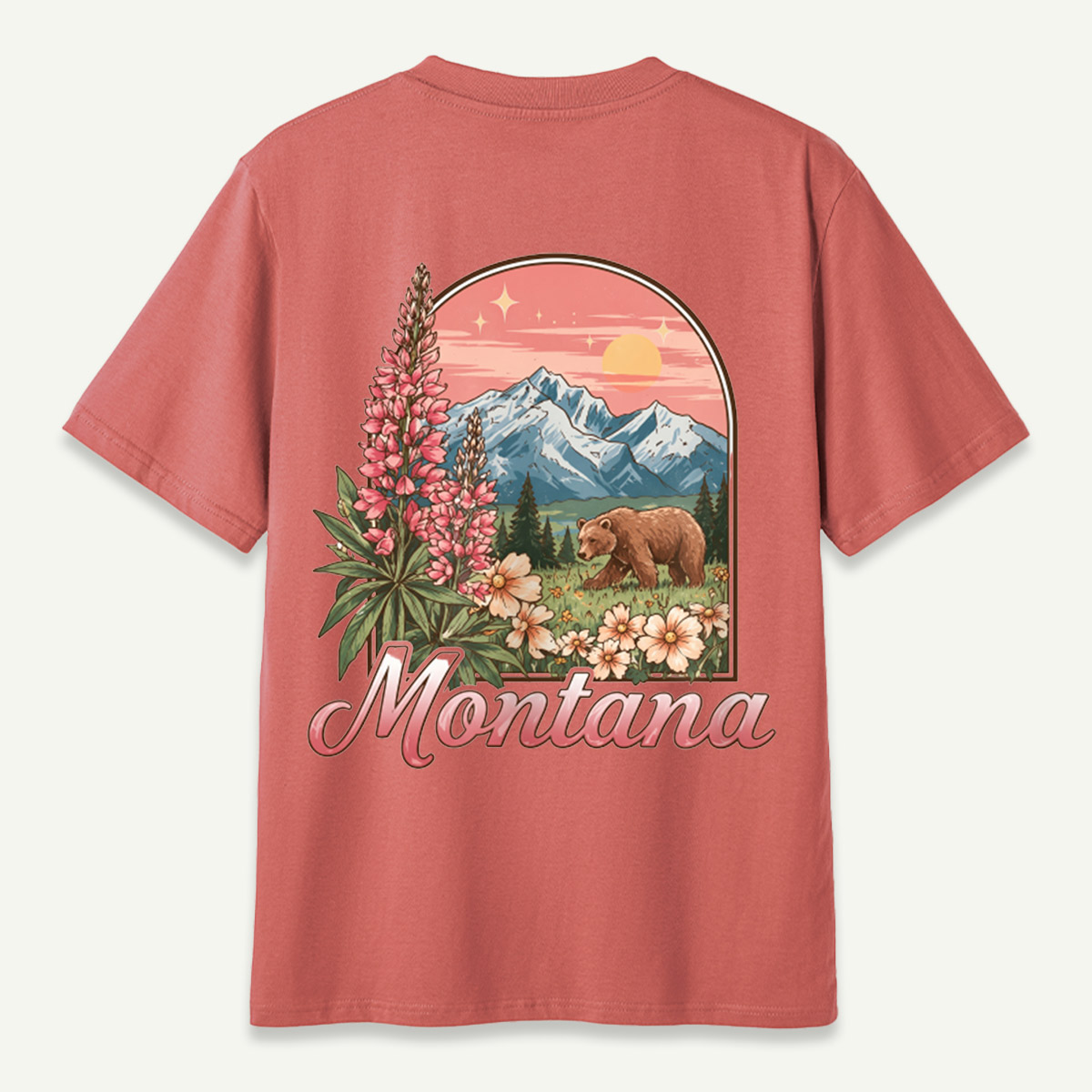 Montana Wildflowers Bear Mountain Landscape T-Shirt