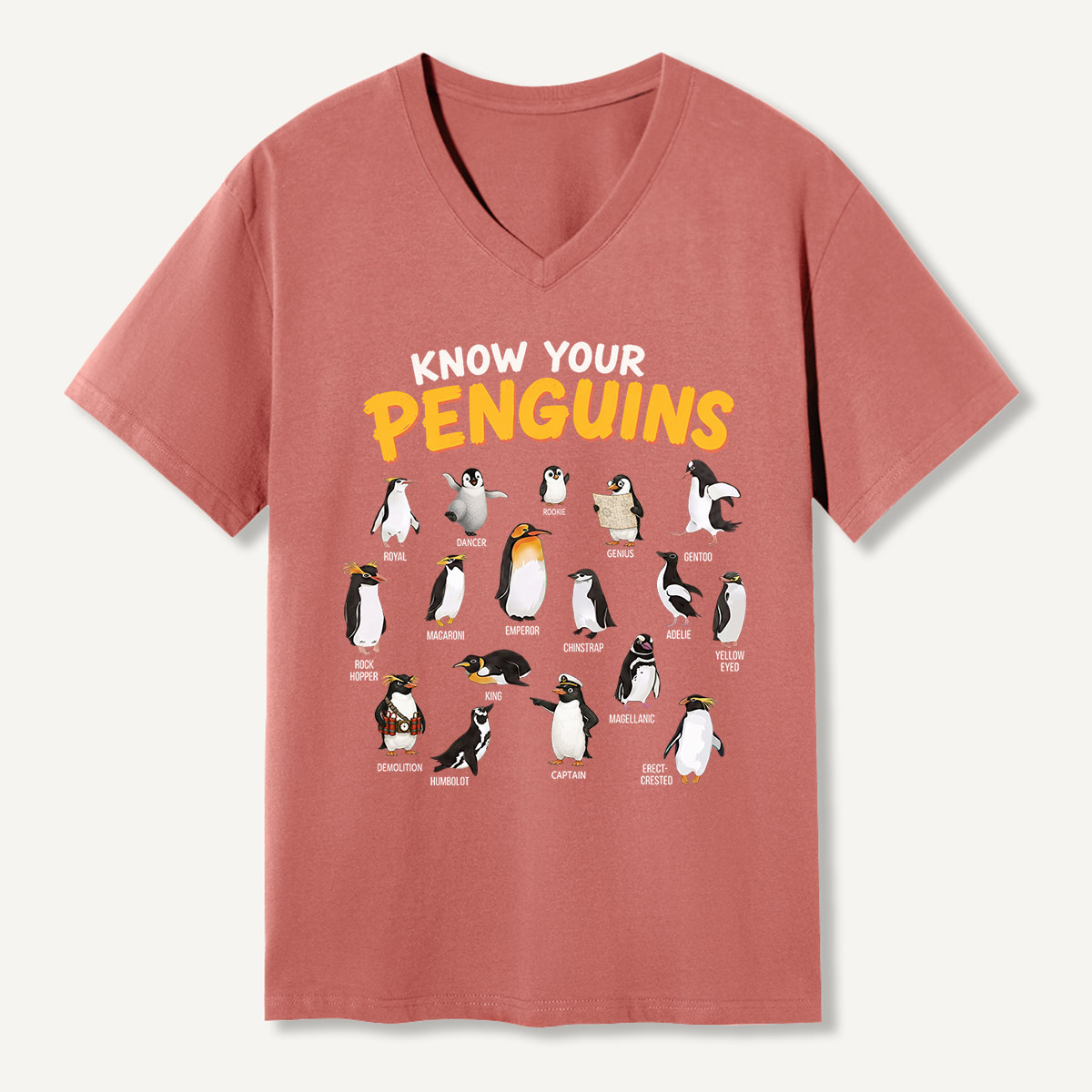 Know Your Penguins Penguin Species V-neck T-Shirt