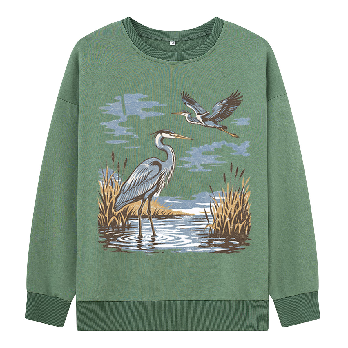 Vintage Heron Wetland Bird Nature Sweatshirts