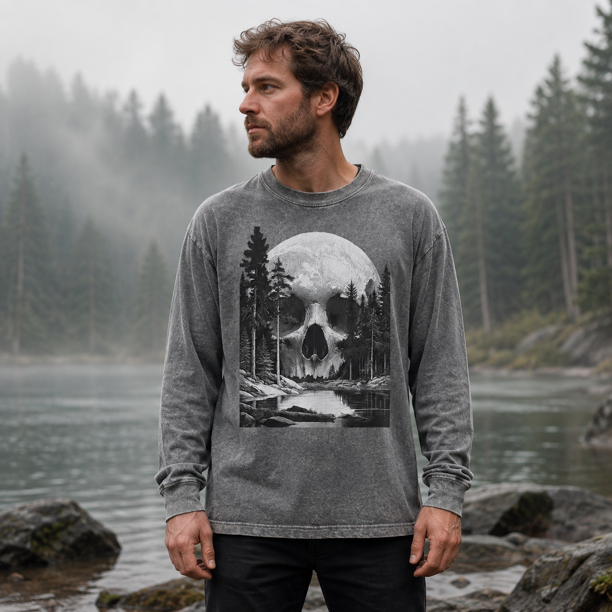 The Forest Under a Giant Skull Washed Long Sleeves