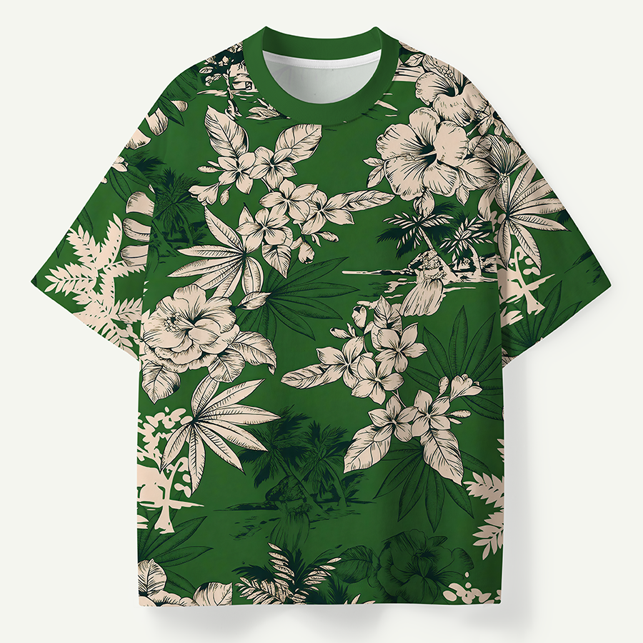 Tropical Island Floral Paradise Premium Pure Cotton Tee