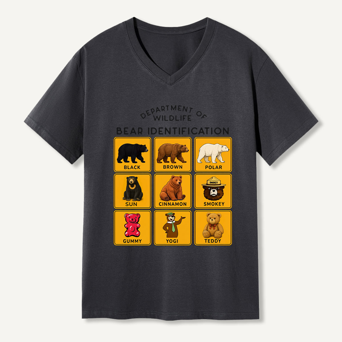 Department of Wildlife Bear Identification Gummy Bear V-neck T-Shirt