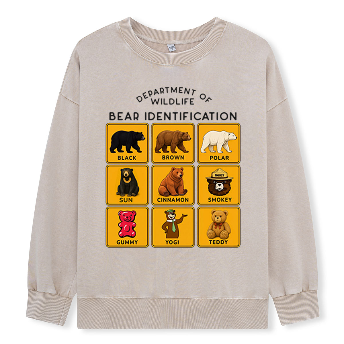 Department of Wildlife Bear Identification Washed Sweatshirts