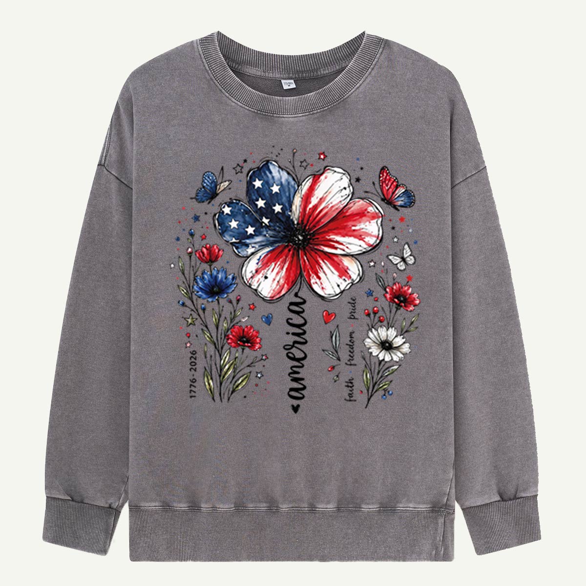 USA 250th Anniversary Floral Washed Sweatshirts