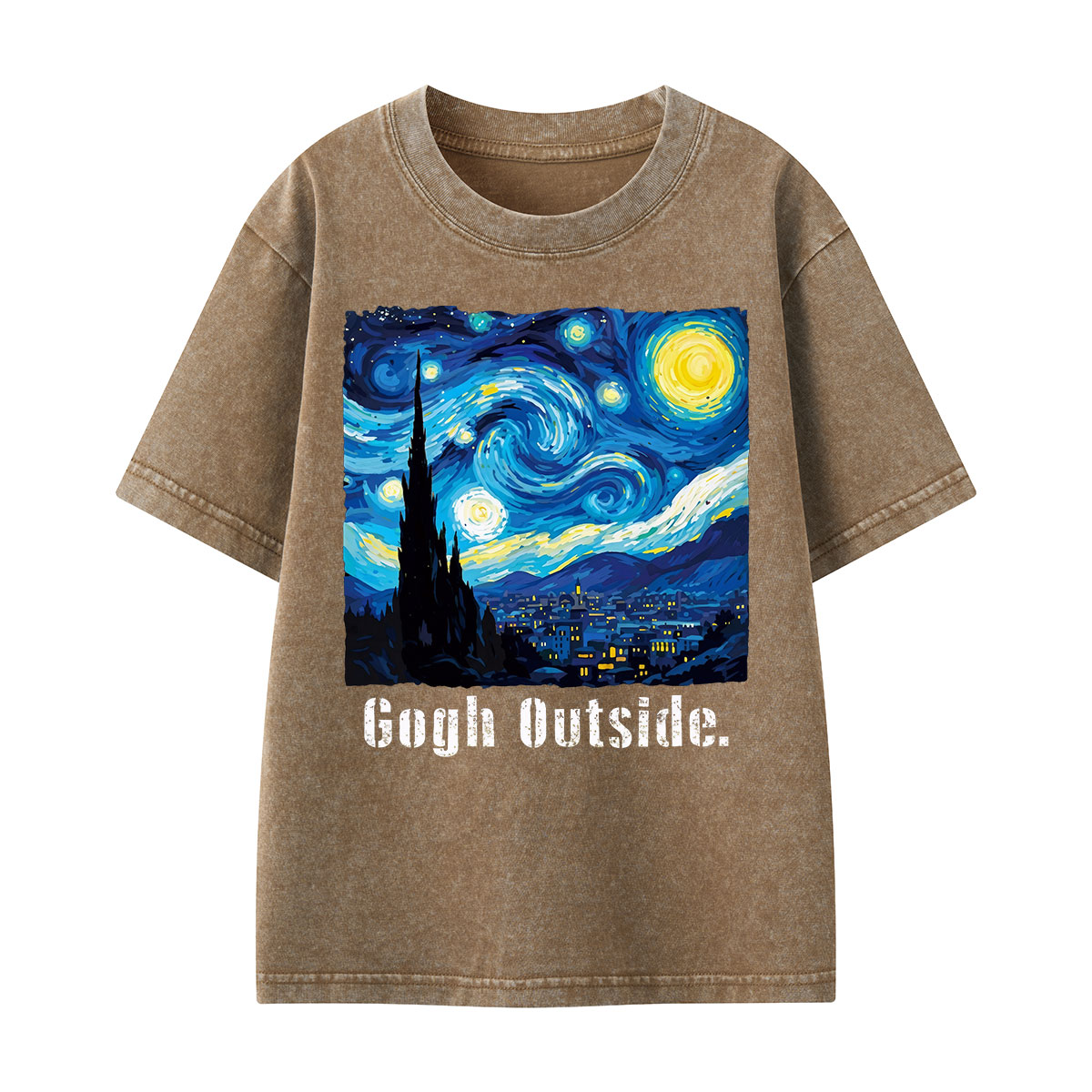 Swirl Night Sky Gogh Outside Kids Washed T-Shirt