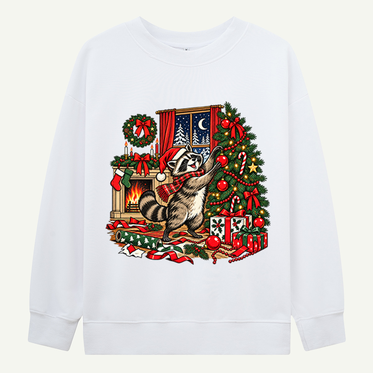 Playful Christmas Raccoon Decorating A Festive Tree Sweatshirts