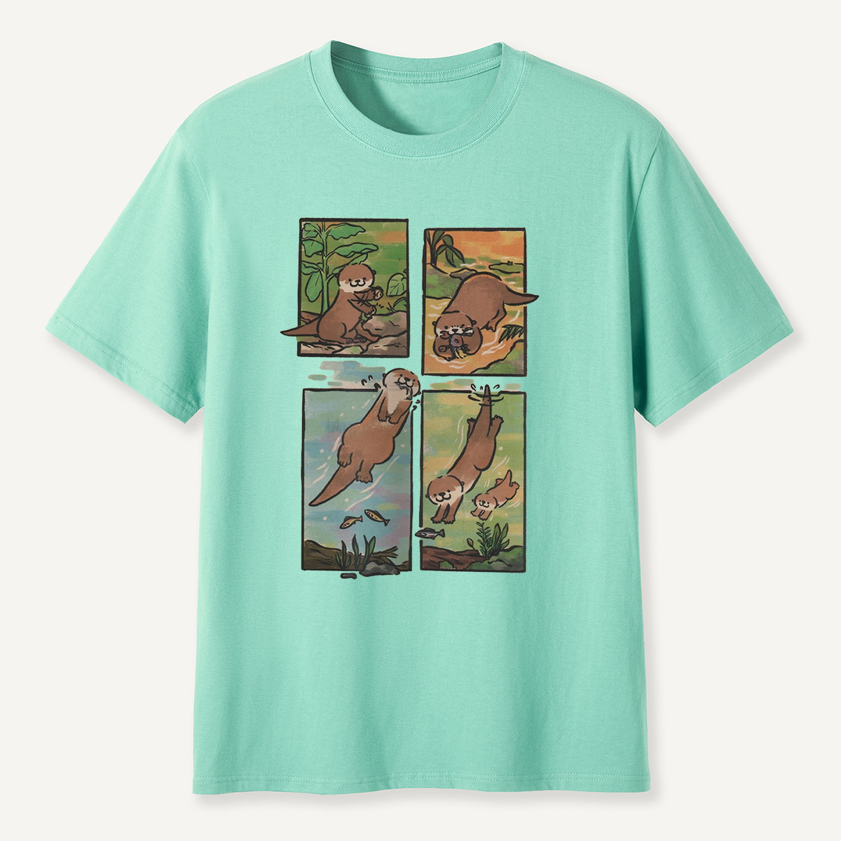 Otter Adventures Four Panel Comic T-Shirt