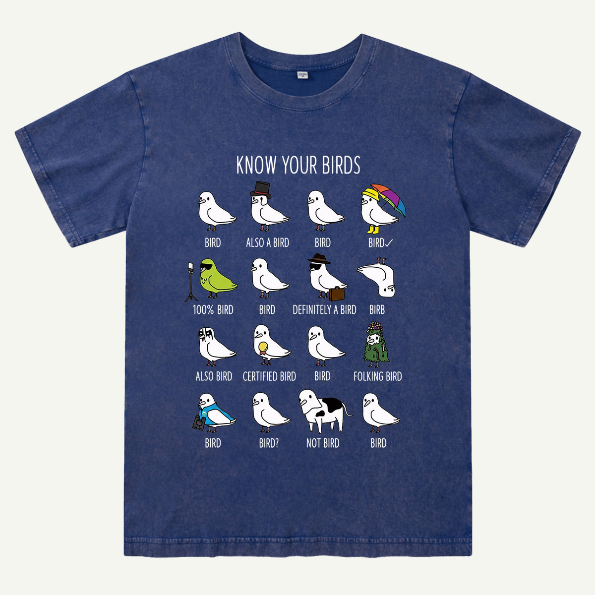 Know Your Birds Bird Chart Washed T-Shirt