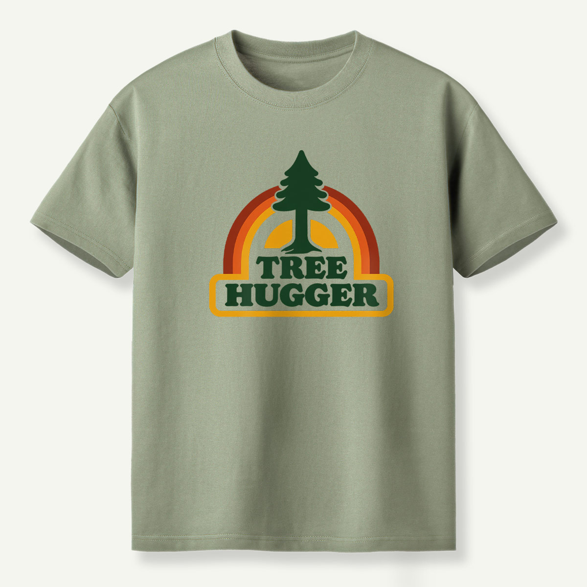Tree Hugger Retro Rainbow Pine Badge T-Shirt