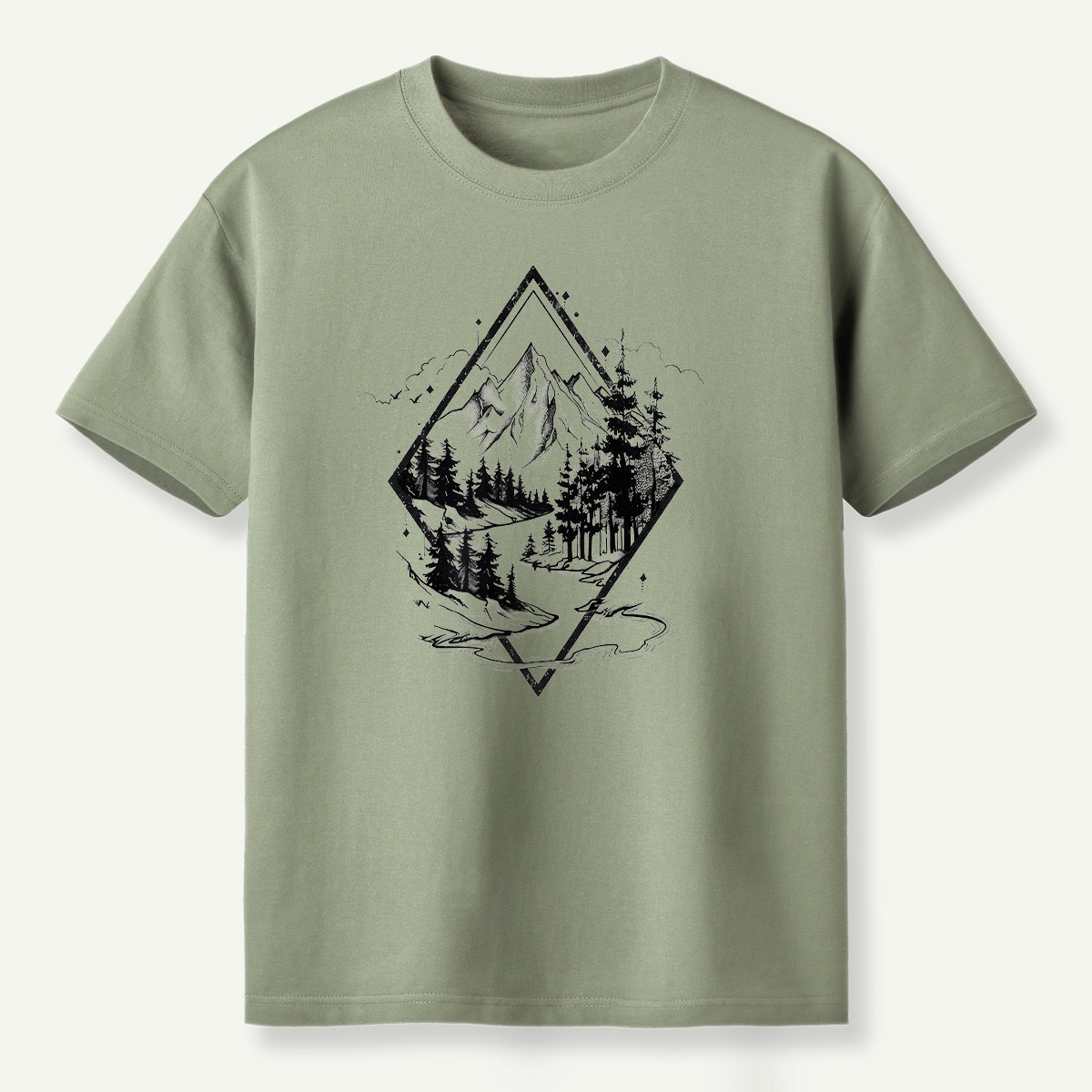 Mountain Forest Diamond Landscape T-Shirt