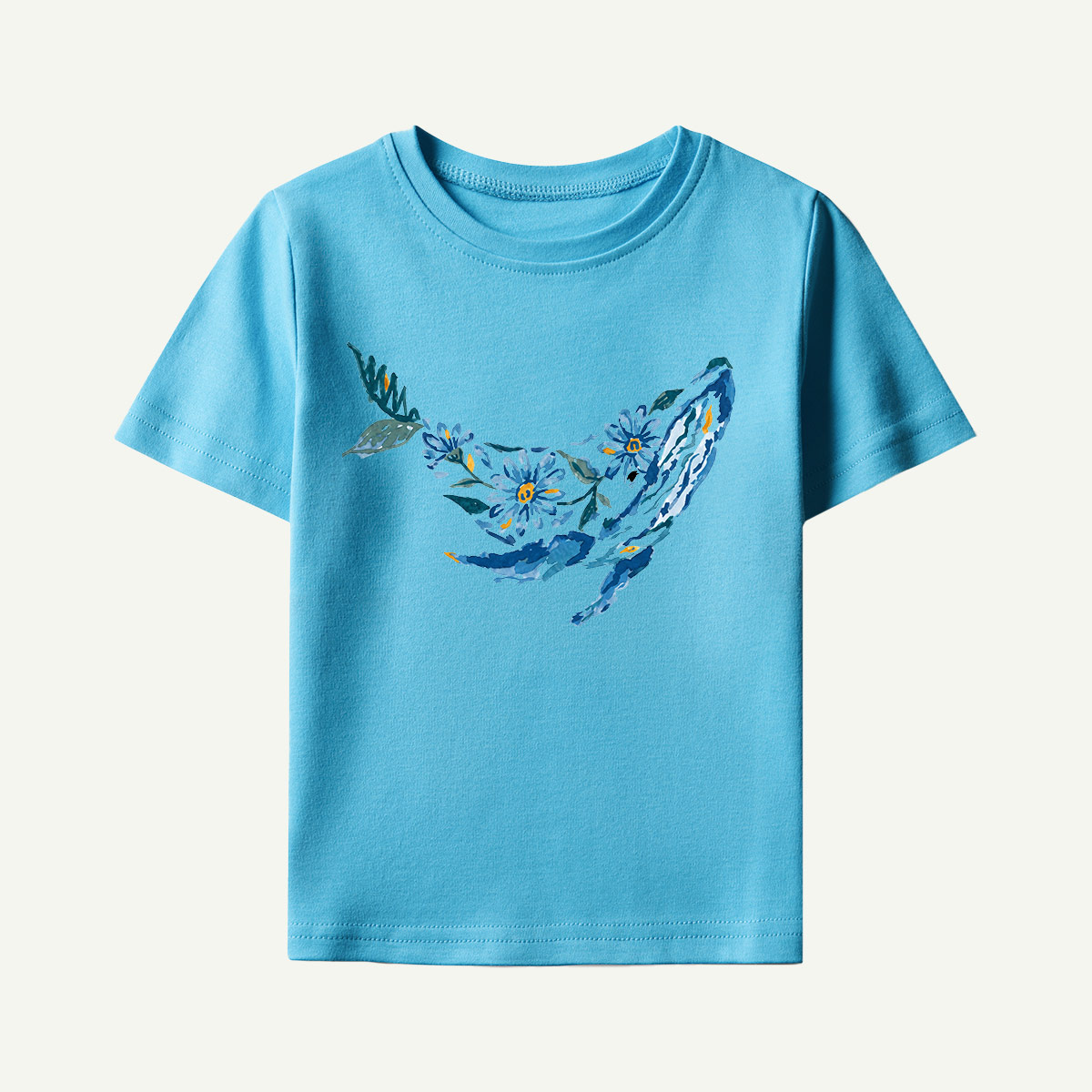Floral Whale Silhouette Kids T-Shirt