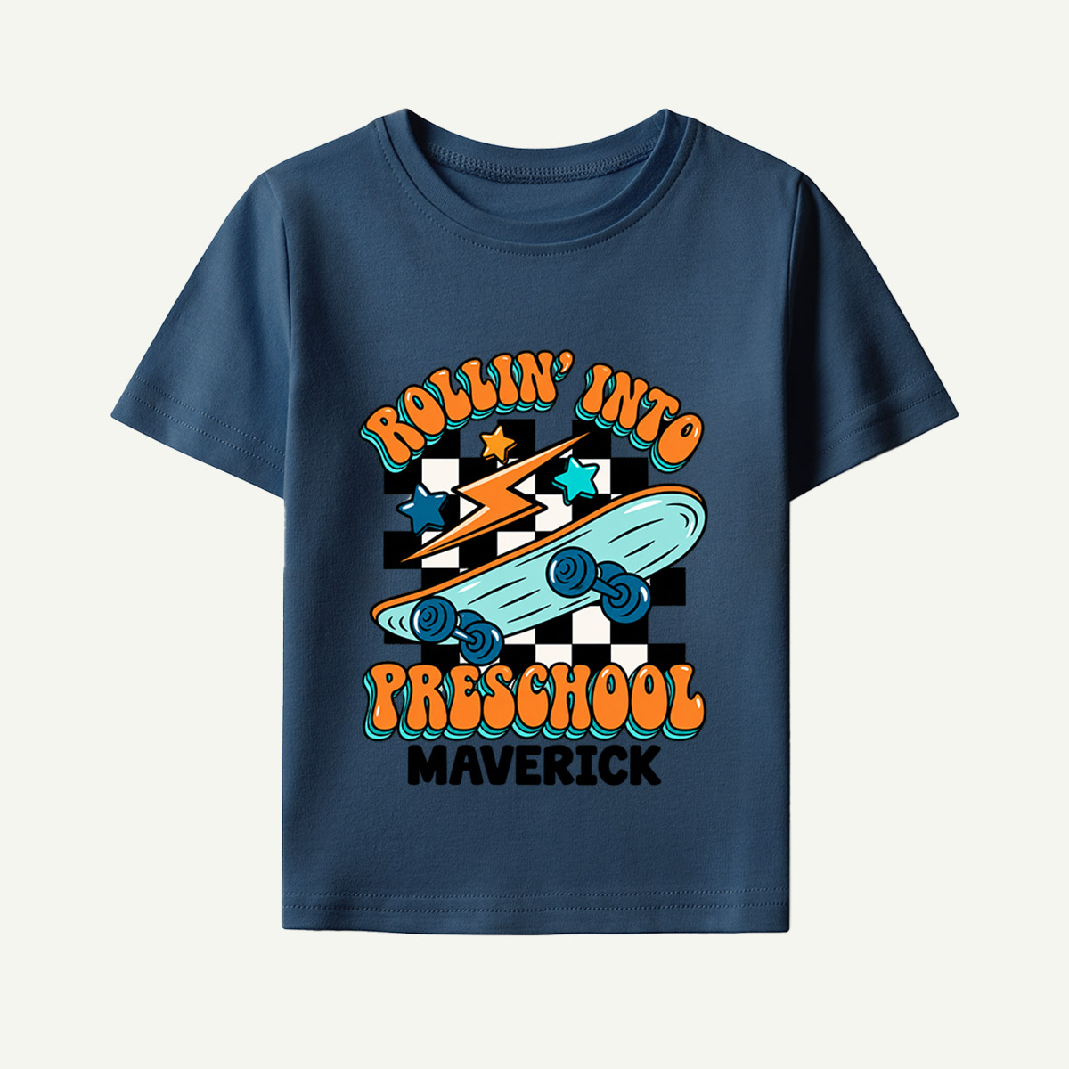 Rollin Into Preschool Retro Skate Quote Kids T-Shirt