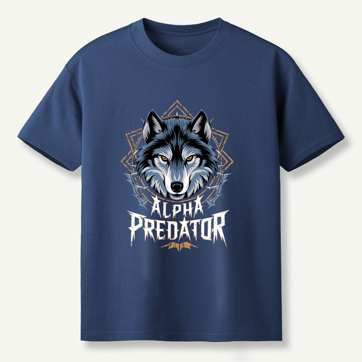 Alpha Predator Wolf Head Geometric Wildlife Emblem T-Shirt