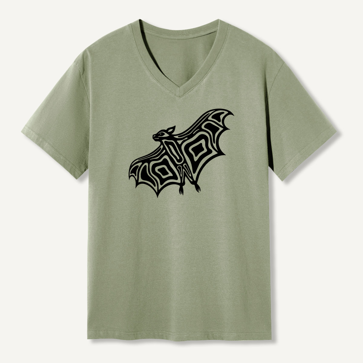 Line Art Bat Silhouette V-neck T-Shirt
