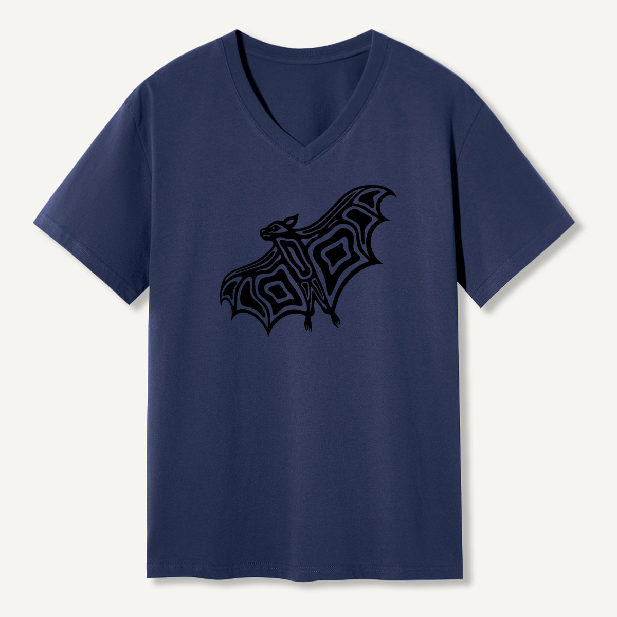 Line Art Bat Silhouette V-neck T-Shirt