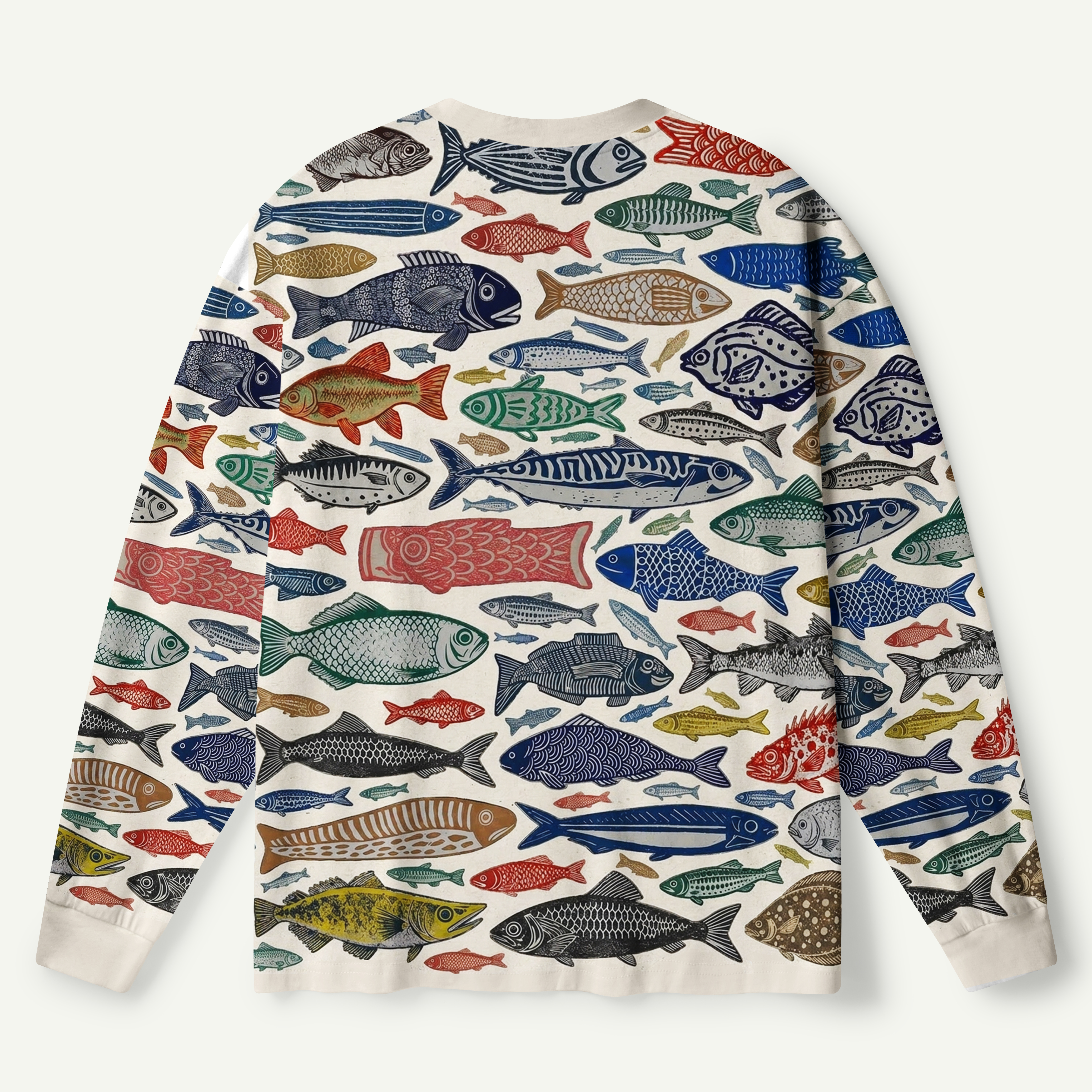 Vintage Fish Species Collection Pattern Premium Pure Cotton Long Sleeves