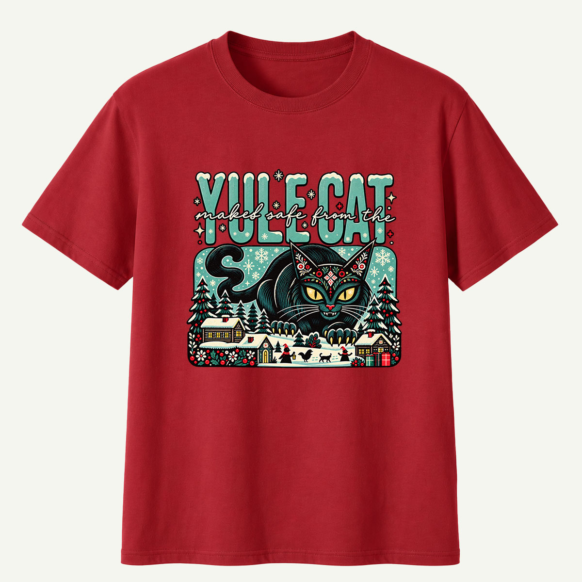 Yule Cat Naked Safe From The Christmas Cat T-Shirt
