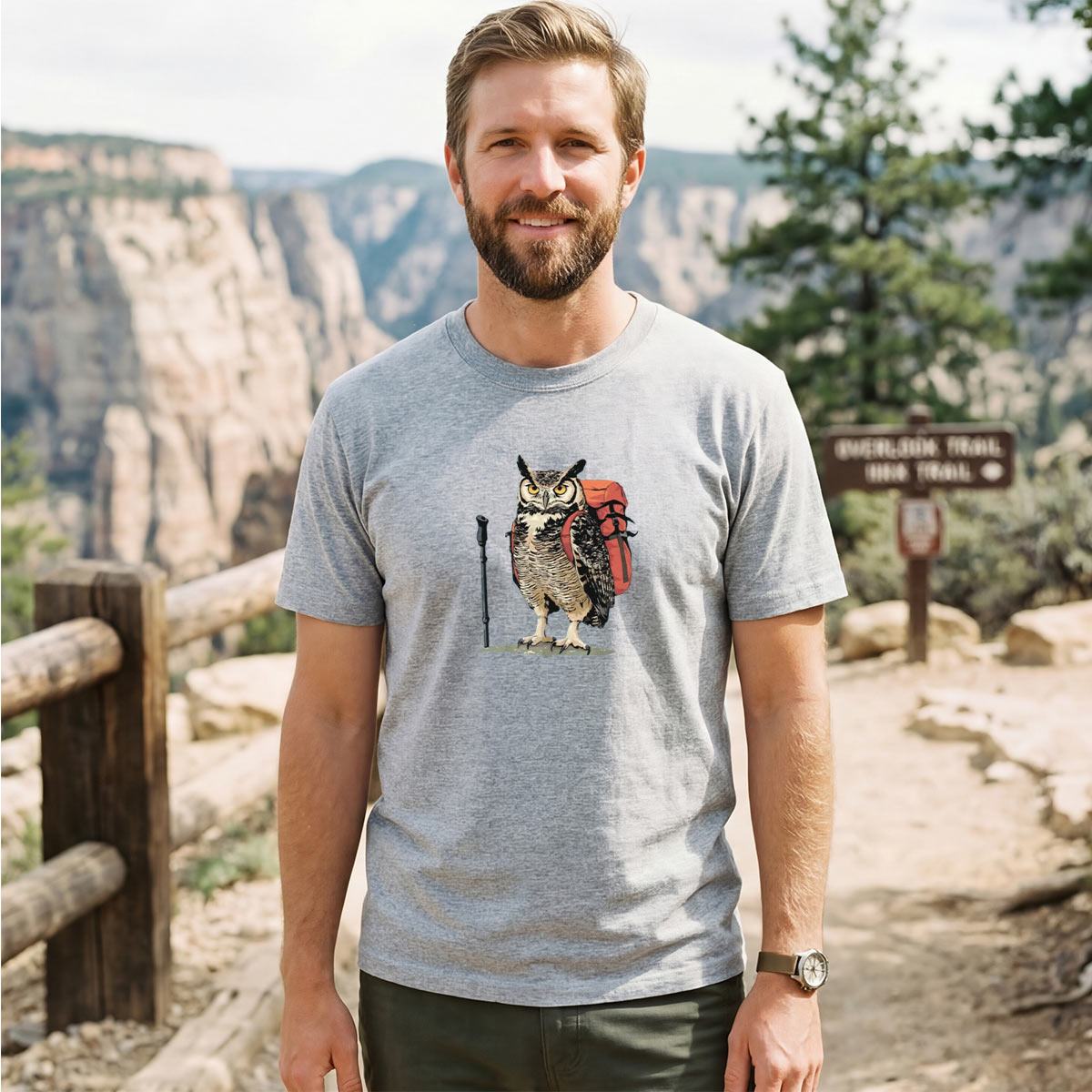 Great Horned Owl Backpacker T-Shirt