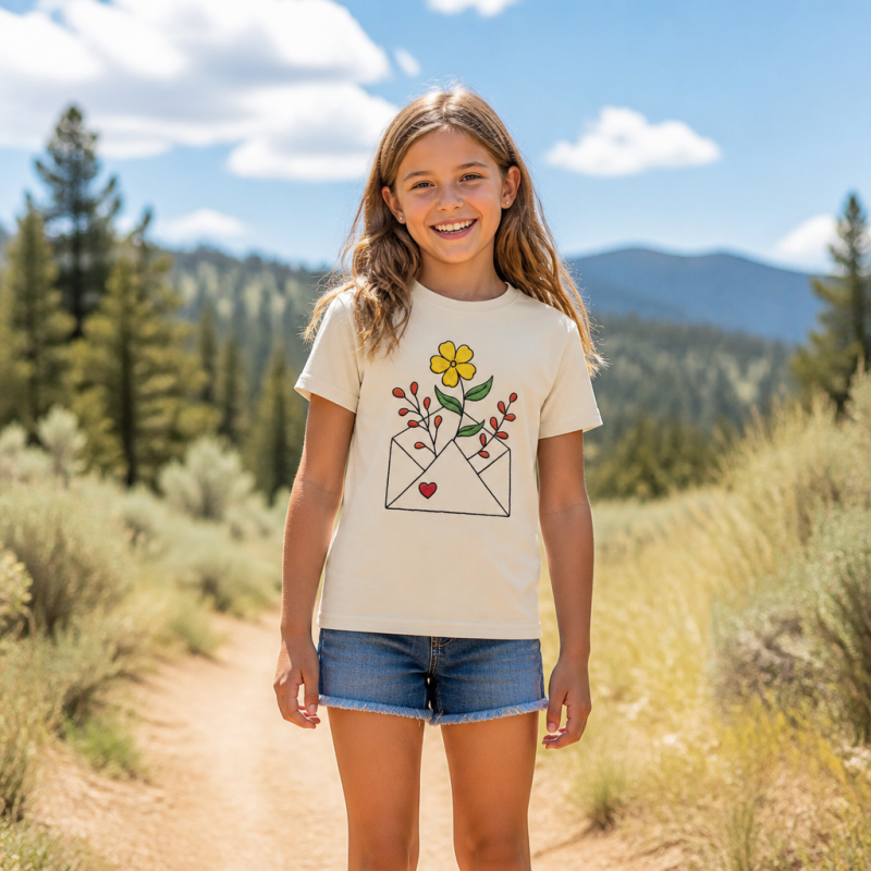 Floral Envelope Love Letter Kids T-Shirt