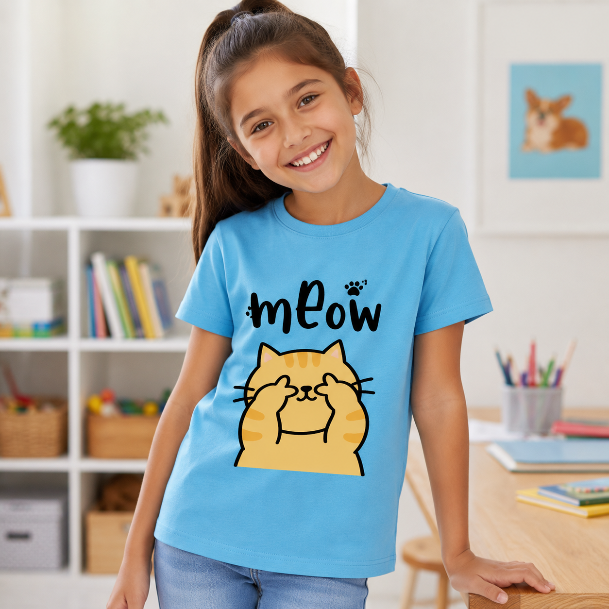 Meow Peekaboo Cat Kids T-Shirt