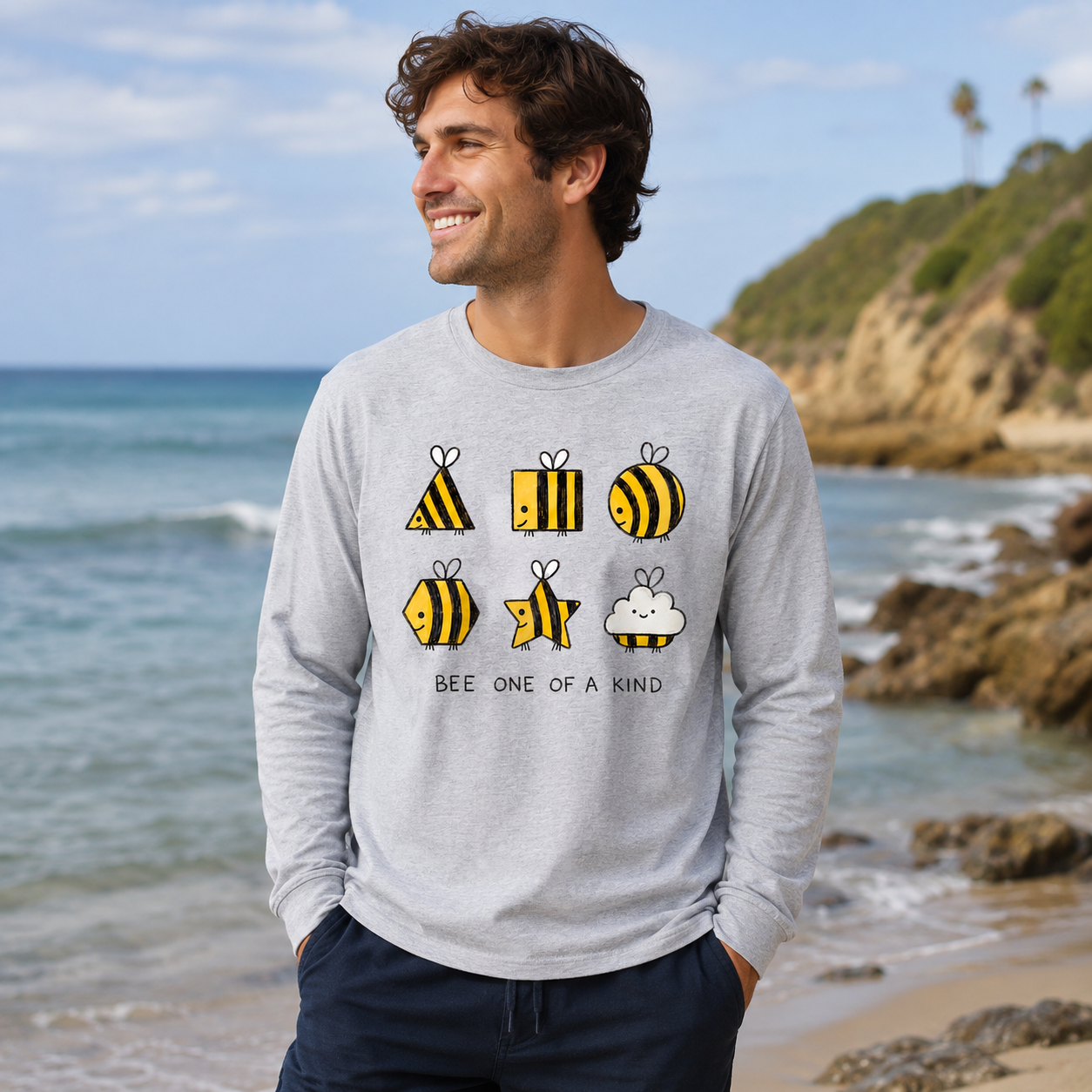 Bee One of a Kind Shapes Long Sleeve T-Shirt