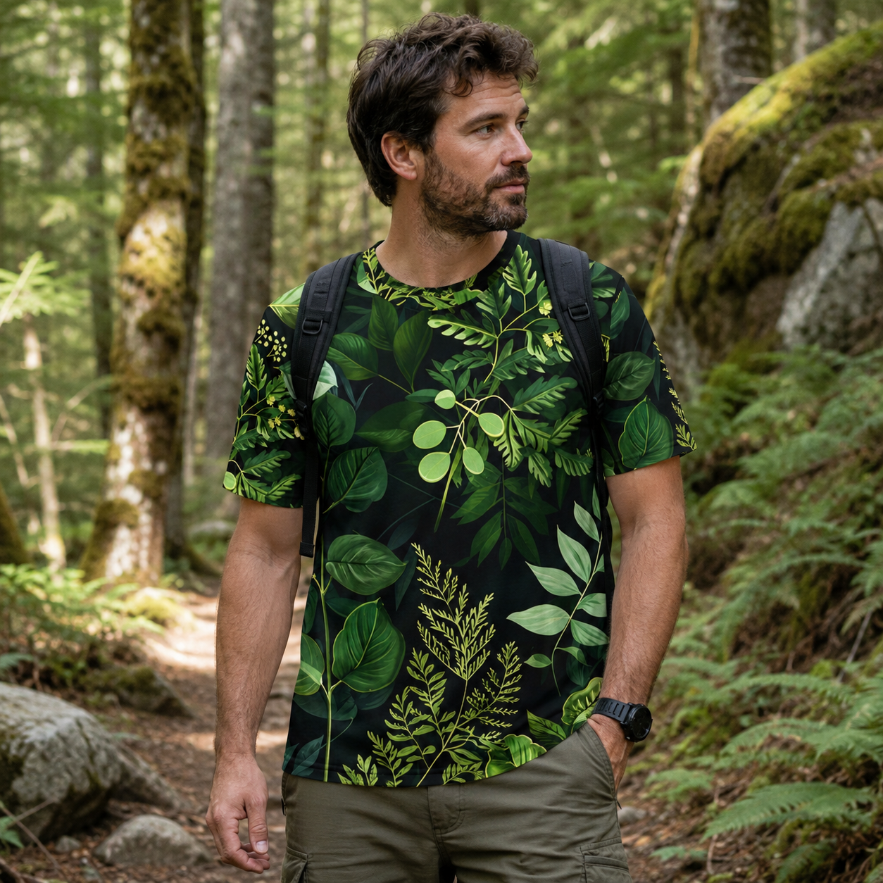 Dark Botanical Forest Leaves Premium Eco Tee