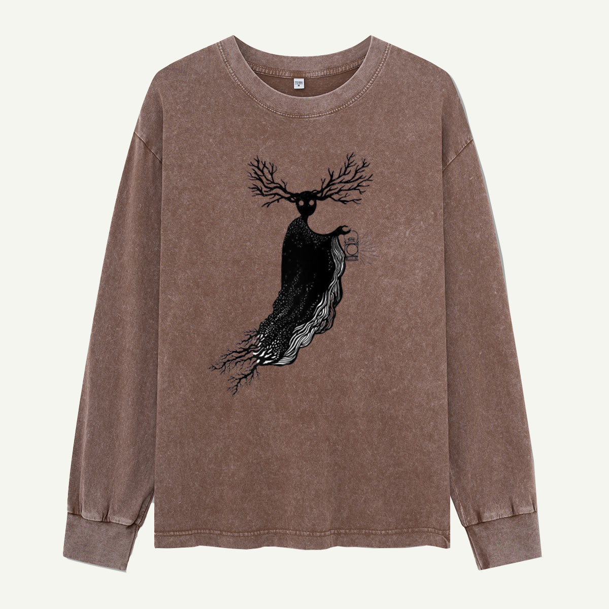 Lantern Stag of the Dark Woods Washed Long‑sleeve