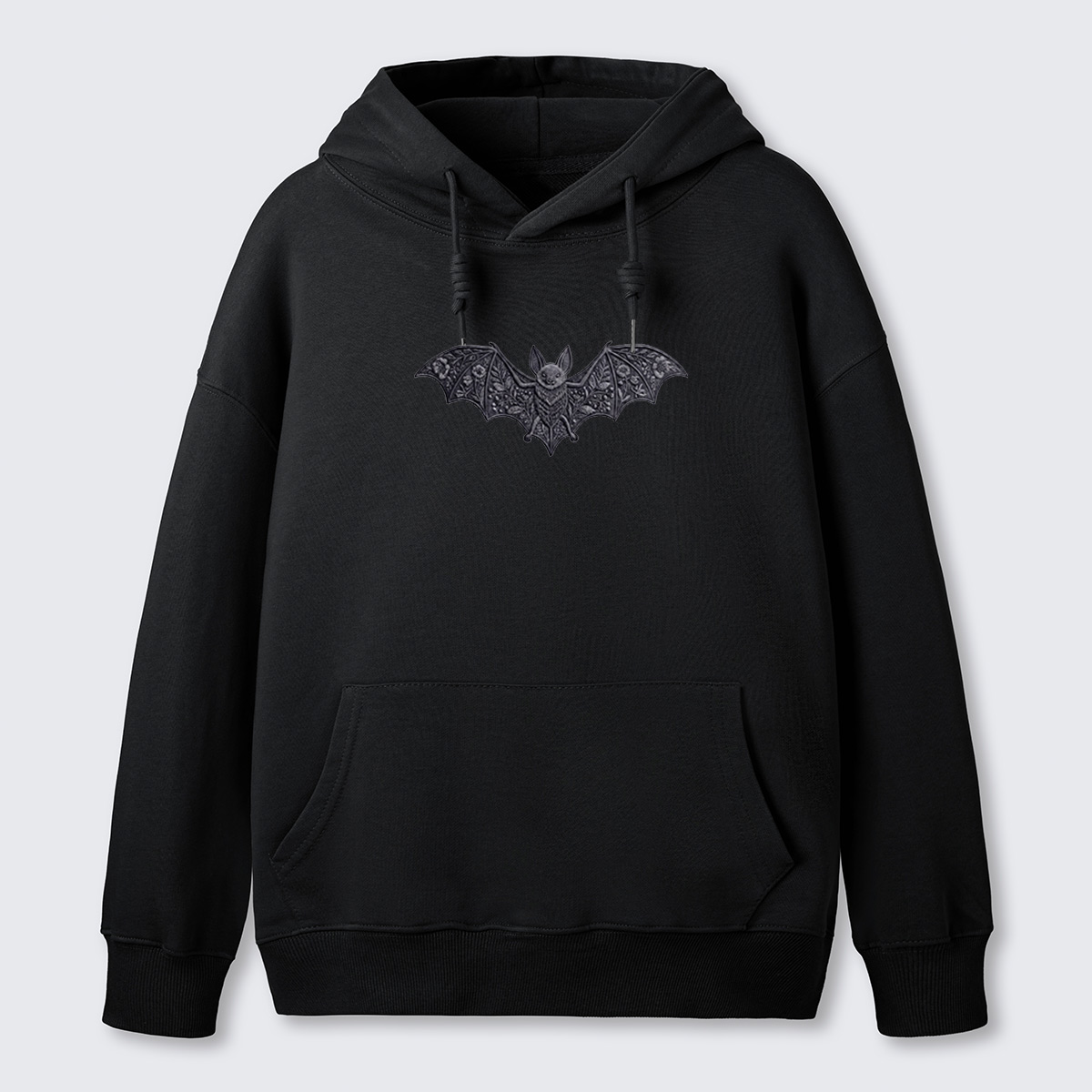Simple Bat Icon Embroidered Cotton Hoodie