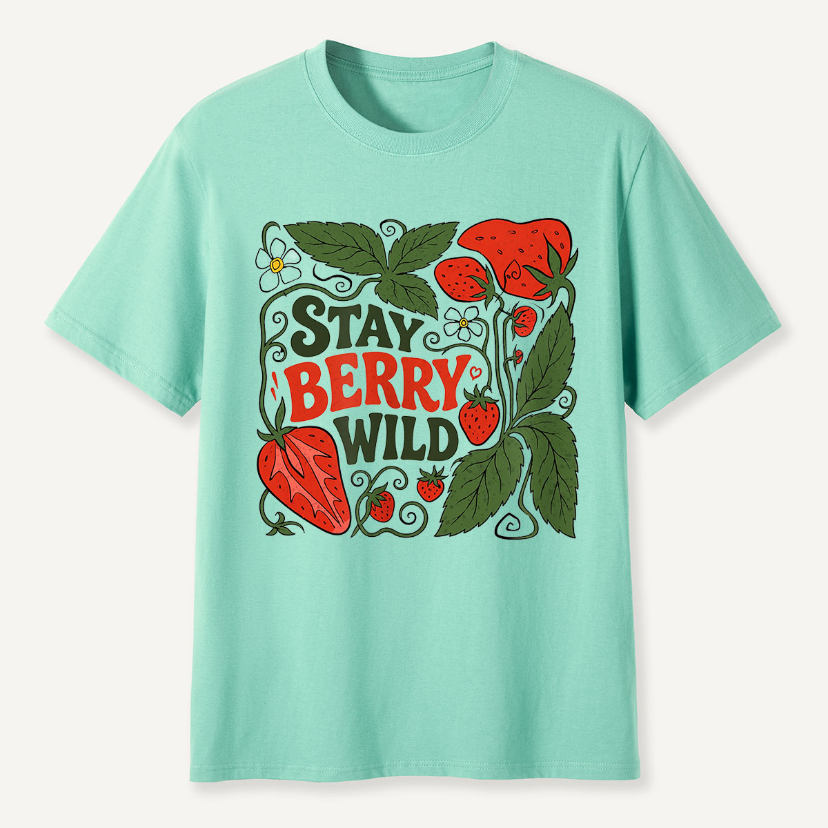 Stay Berry Wild Strawberry Illustration T-Shirt