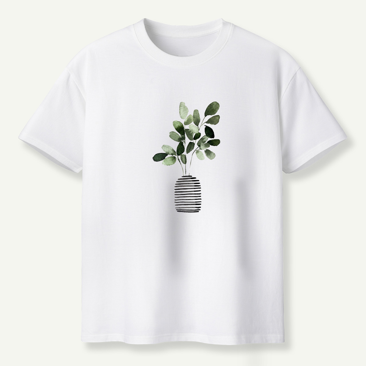 Botanical Leaves In Striped Vase T-Shirt